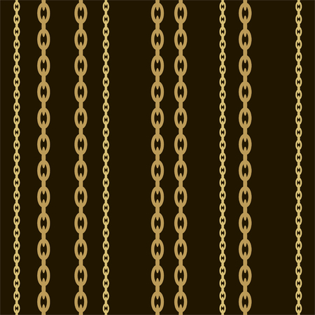 Seamless pattern with gold chains on a black background. Vector.のイラスト素材