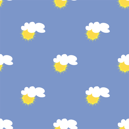 Illustration of a seamless pattern with sun and cloud in the sky.のイラスト素材