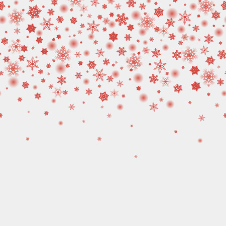 Winter seamless pattern with red falling snowflakes. Snowfall. Vector.のイラスト素材