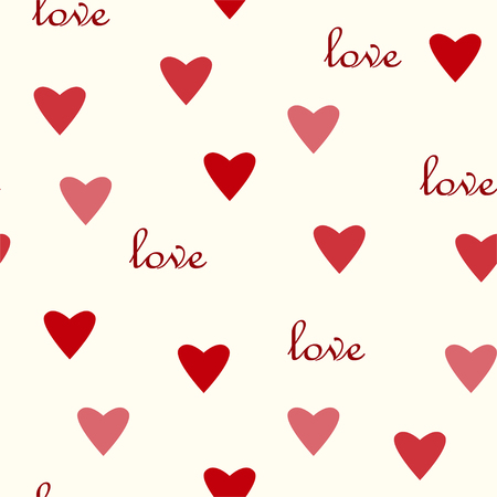 Red hearts and lettering. Vector.のイラスト素材