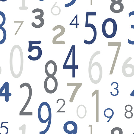 Mathematical seamless pattern with blue and gray numbers. Vector.のイラスト素材