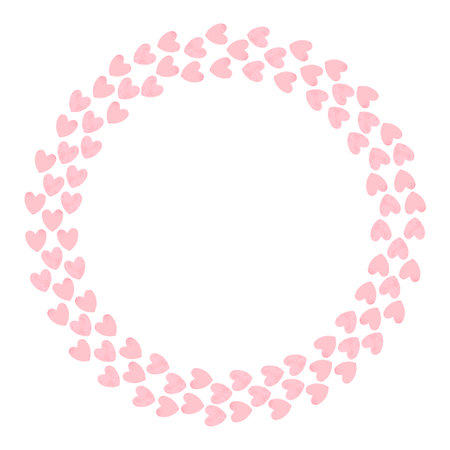 Round frame with pink watercolor hearts. Valentine's Day.のイラスト素材