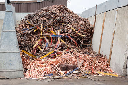 Scrap metal yard, selective focusの写真素材
