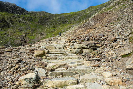 Track in Snowdonia National Park, North Wales, United Kingdom. view of the mountainsの写真素材