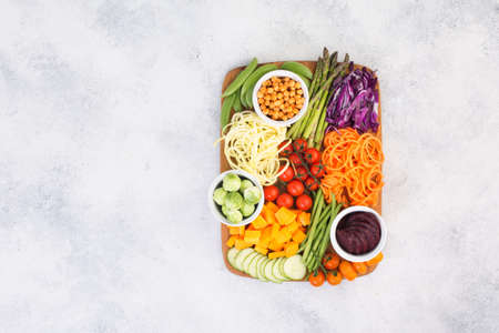 Ingredients for vegetarian snack buddha bowlの写真素材