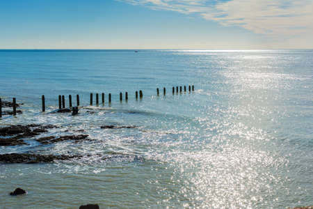 View of sea from the splash point, East Sussex. England, near Seven Sisters National parkの写真素材