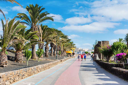 COSTA TEGUISE, LANZAROTE - 27 December 2018. Playa Bastian beach, Canary islands, selective focusのeditorial素材