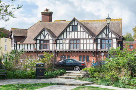 Arundel, United Kingdom - September 12, 2020. Old traditional buildings in historic market town, England, selective focusのeditorial素材