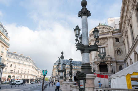 Paris, France - August 26 2022: The Palais Garnier meaning Opera House built 1861-1875, historical monument in Paris, France. View of the buildingのeditorial素材