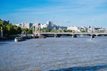 London, United Kingdom - September 17 2022: Crowds of people along the river Thames, who came to pay...