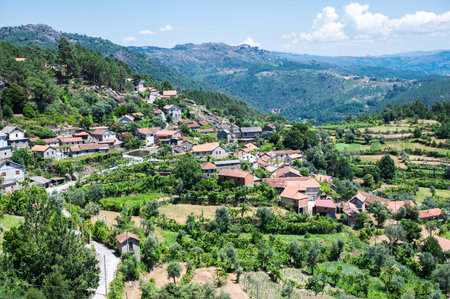 Landscapes of Peneda Geres National Park, North Portugal, view of the mountains, trees, selective focusの写真素材