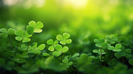 Shamrock green background, backlit, banner, St Patrick's day conceptの素材
