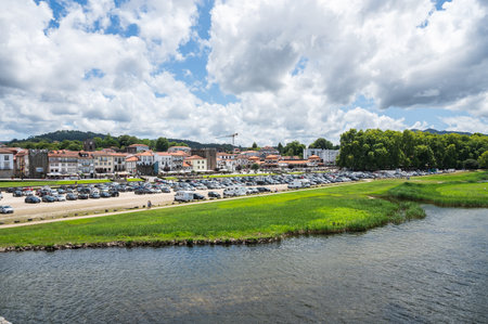 Ponte de Lima, Portugal - July 06 2023: Ponte de Lima, town in Northern Portugal near Viana do Castelo, view of town and riverのeditorial素材