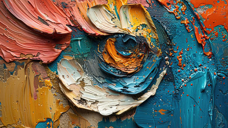 Abstract oil painting background, different brush strokes, giving volume to a picture, raised effect, layering of the colorsの素材
