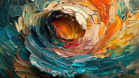 Abstract oil painting background, different brush strokes, giving volume to a picture, raised effect, layering of the colorsの素材