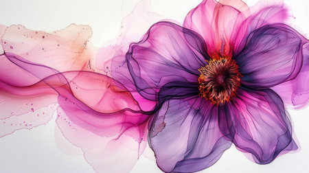 Beautiful alcohol ink style background in lilac, pink. Abstract flowing flower. Template for invitation or creative backdrop, bannerの素材