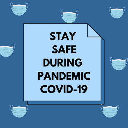 covid-19 please wear a mask and stay safeの写真素材