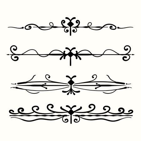 Dividers ornament line stroke. Ornamental curls and swirls. Decorative Borders and Framesのイラスト素材