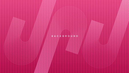 Pink background with glowing geometric lines. Modern gradient diagonal rounded line patternのイラスト素材