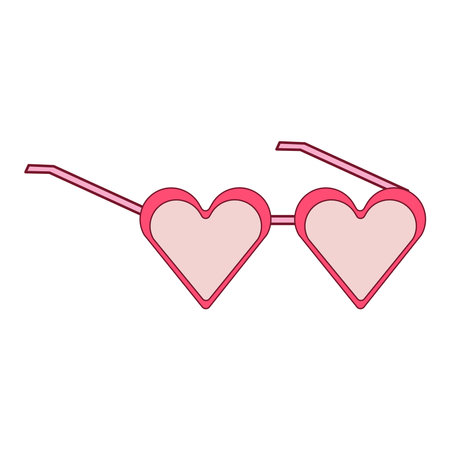 Sunglasses with pink glasses in a classic frame and a heart-shaped frame. Flat cartoon styleのイラスト素材