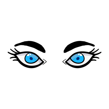 Female blue eyes comic isolated on white background. Hand drawn open female eyesのイラスト素材