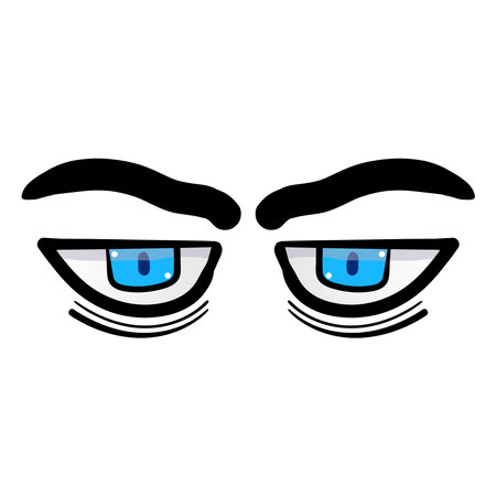 Man blue eyes comic isolated on white background. Hand drawn open eyesのイラスト素材