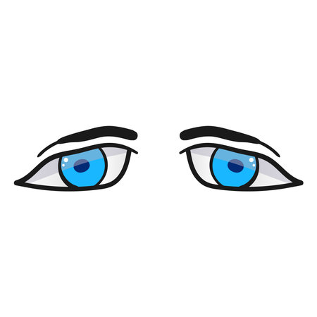 Female blue eyes comic isolated on white background. Hand drawn open female eyesのイラスト素材