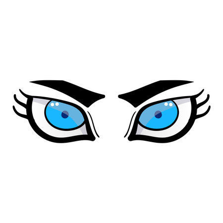 Female blue eyes comic isolated on white background. Hand drawn open female eyesのイラスト素材