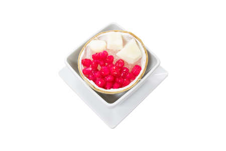 Thai Dessert Stuffed Truffle in Syrup and Coconut Milk served with Crushed Iceの写真素材