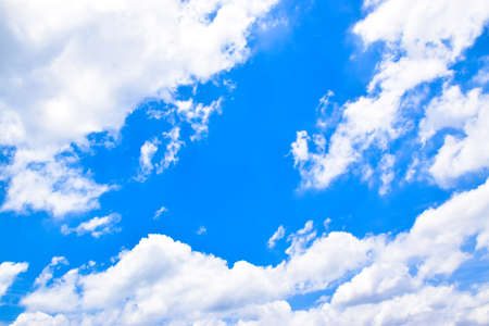 Blue sky and white clouds backgroundの写真素材
