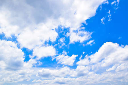 Blue sky and white clouds backgroundの写真素材