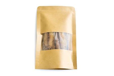Fried Mackerel in package on white Backgroundの写真素材