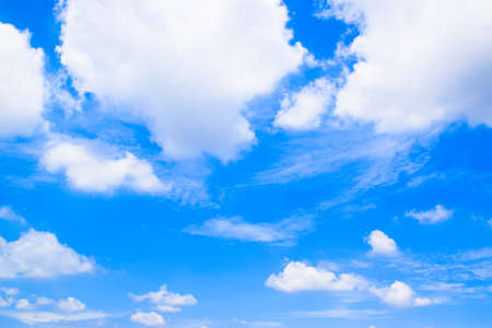 Blue sky with White Clouds Backgroundの写真素材