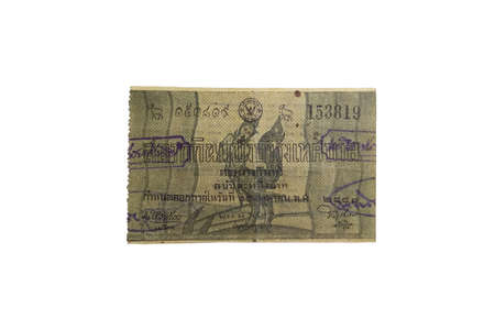 Bangkok, Thailand - Antique Lotto or Lottery on white background, isolated.のeditorial素材