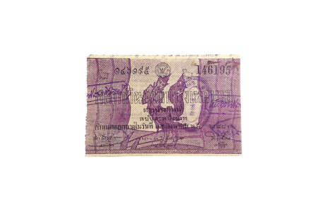 Bangkok, Thailand - Antique Lotto or Lottery on white background, isolated.