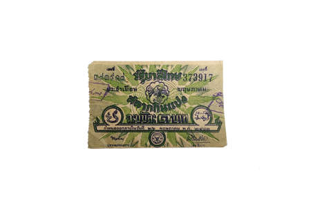 Bangkok, Thailand - Antique Lotto or Lottery on white background, isolated.のeditorial素材