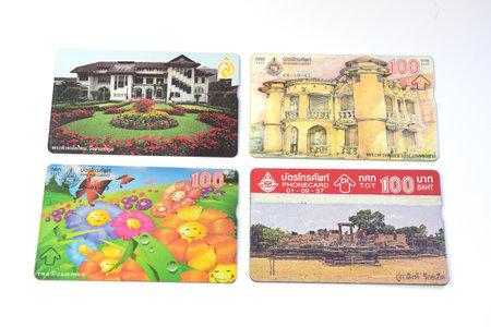 Bangkok, Thailand, Sep 1, 1994s. Old Rare Thailand TOT Phonecard is used and collection commemorative, isolated on white background.のeditorial素材