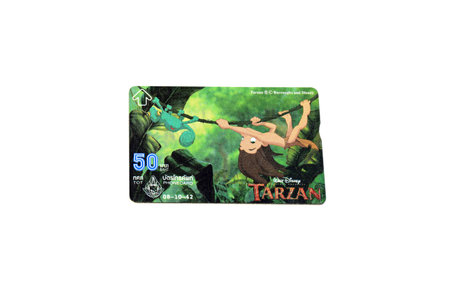 Bangkok, Thailand, Oct 8, 1999. Old Rare Thailand TOT Phonecard is used and collection commemorative from Tarzan animation movie. 1のeditorial素材