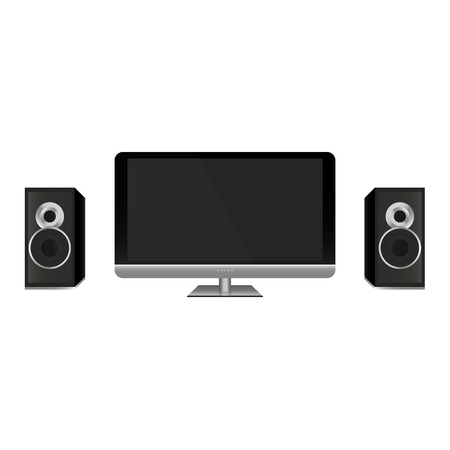 Black home TV or monitor or display with two loudspeakersのイラスト素材