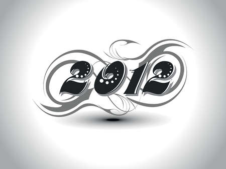 vector stylish & decorated text 2012 with gray color background for new year celebrationのイラスト素材