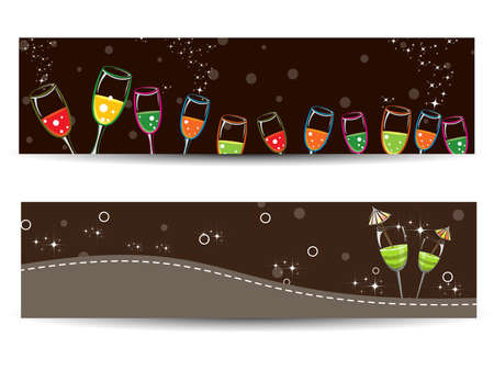 set of two glass concept banner for new yearのイラスト素材