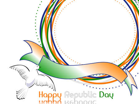 A template frame with copy space and flying pigeon for text on Indian tri color grunge background for Republic Day.のイラスト素材