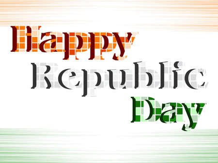 An illustration of text Happy Republic Day with blocks in Indian trio color on seamless background for Republic Day.のイラスト素材