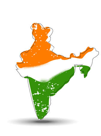 An illustration of An India map covered with Indian flag with copy space  for Republic and Independence Day.のイラスト素材