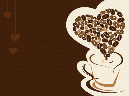 Coffee for your loved one and place for text on brown background, Greeting card for Valentine Day.のイラスト素材
