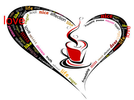 heart made of love words with romantic coffeeのイラスト素材