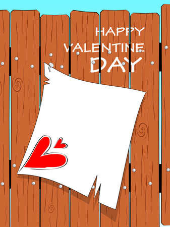 wooden board background with romantic notice vector for valentine dayのイラスト素材