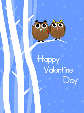 abstract blue dots background with cute birds sitting on tree branch, vectorのイラスト素材