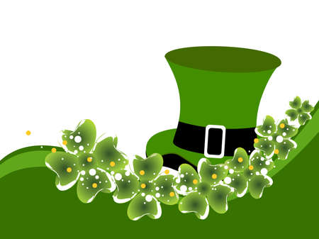 St. Patrick's background with hat, clovers and space for your taxt.のイラスト素材