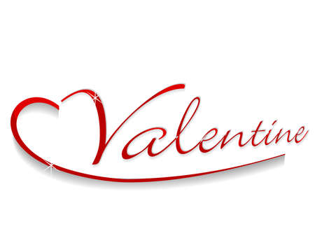 Vector illustration of a shiny text valentine in red color on isolated white background for Valentines Day and other occasions.のイラスト素材